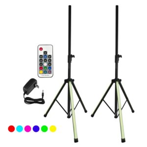 5Core Speaker Stand 2Pcs Tripod w RGB  Lights Adjustable 72 Inch DJ Studio Monitor Stands